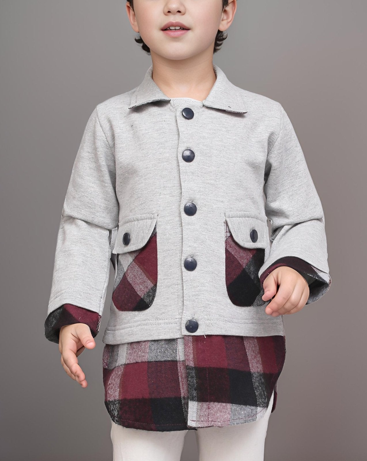 BOYS BUTTON UP FLEECE SHIRT - Polkadots - 13883PD - 220251 - BOYS BUTTON UP FLEECE SHIRT