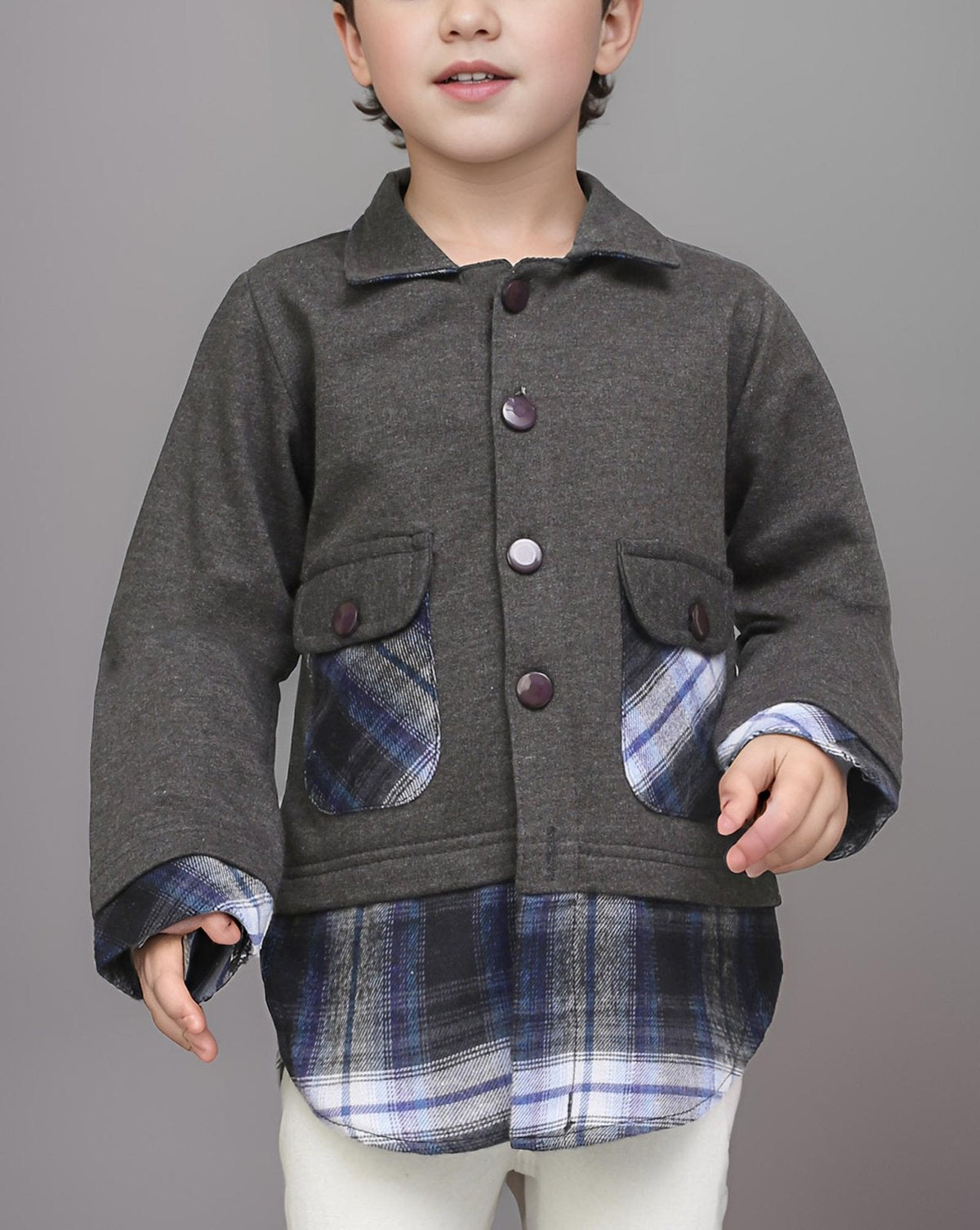 BOYS BUTTON UP FLEECE SHIRT - Polkadots - 13883PD - 220246 - BOYS BUTTON UP FLEECE SHIRT