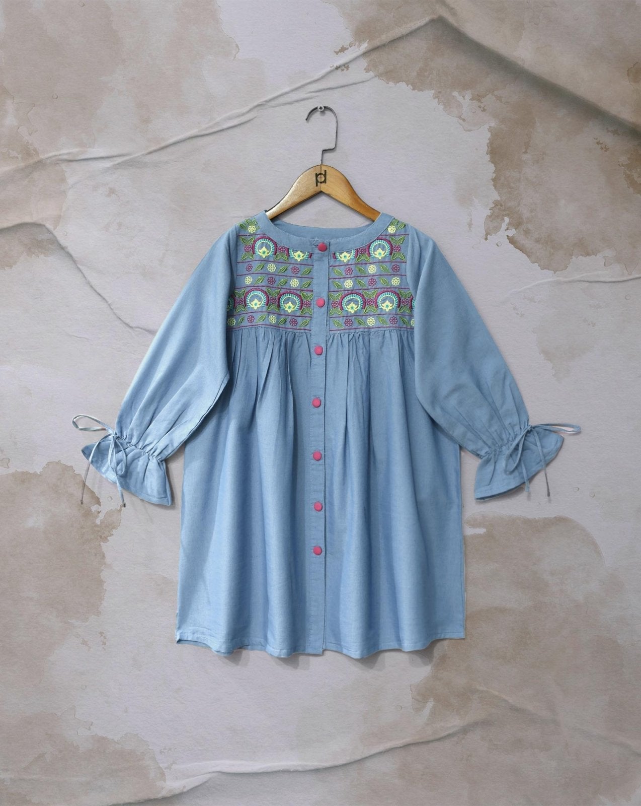 GIRLS DENIM TOP - Polkadots - 12264HG - 085554 - GIRLS DENIM TOP