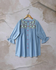 GIRLS DENIM TOP - Polkadots - 12264HG - 085554 - GIRLS DENIM TOP