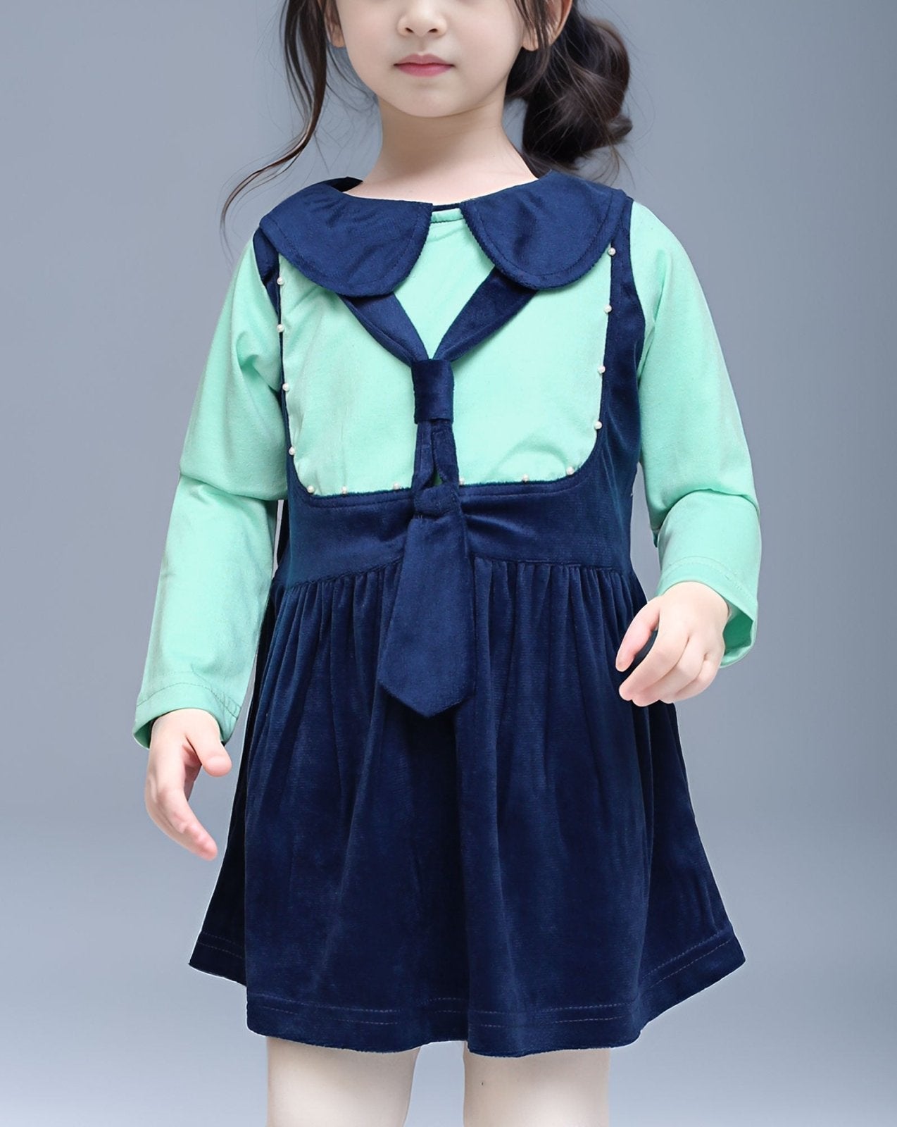 GIRLS DUNGAREE STYLE TOP - Polkadots - 13893HG - 220490 - GIRLS DUNGAREE STYLE TOP