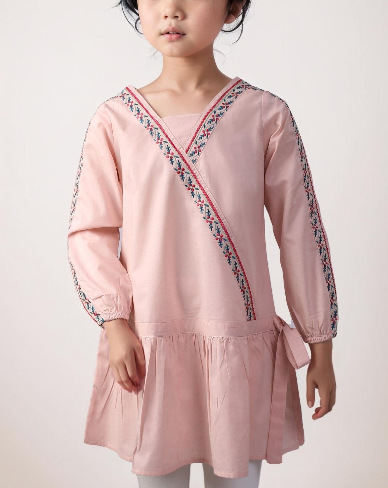 GIRLS EMBROIDERED KURTI - Polkadots - 10900AR-213983 - GIRLS EMBROIDERED KURTI