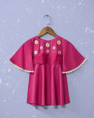 GIRLS EMBROIDERED KURTI - Polkadots - 10617HG-051396 - GIRLS EMBROIDERED KURTI