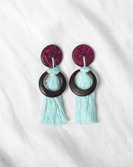 HOOP TASSEL EARING - Polkadots - 13478RF-213904 - HOOP TASSEL EARING