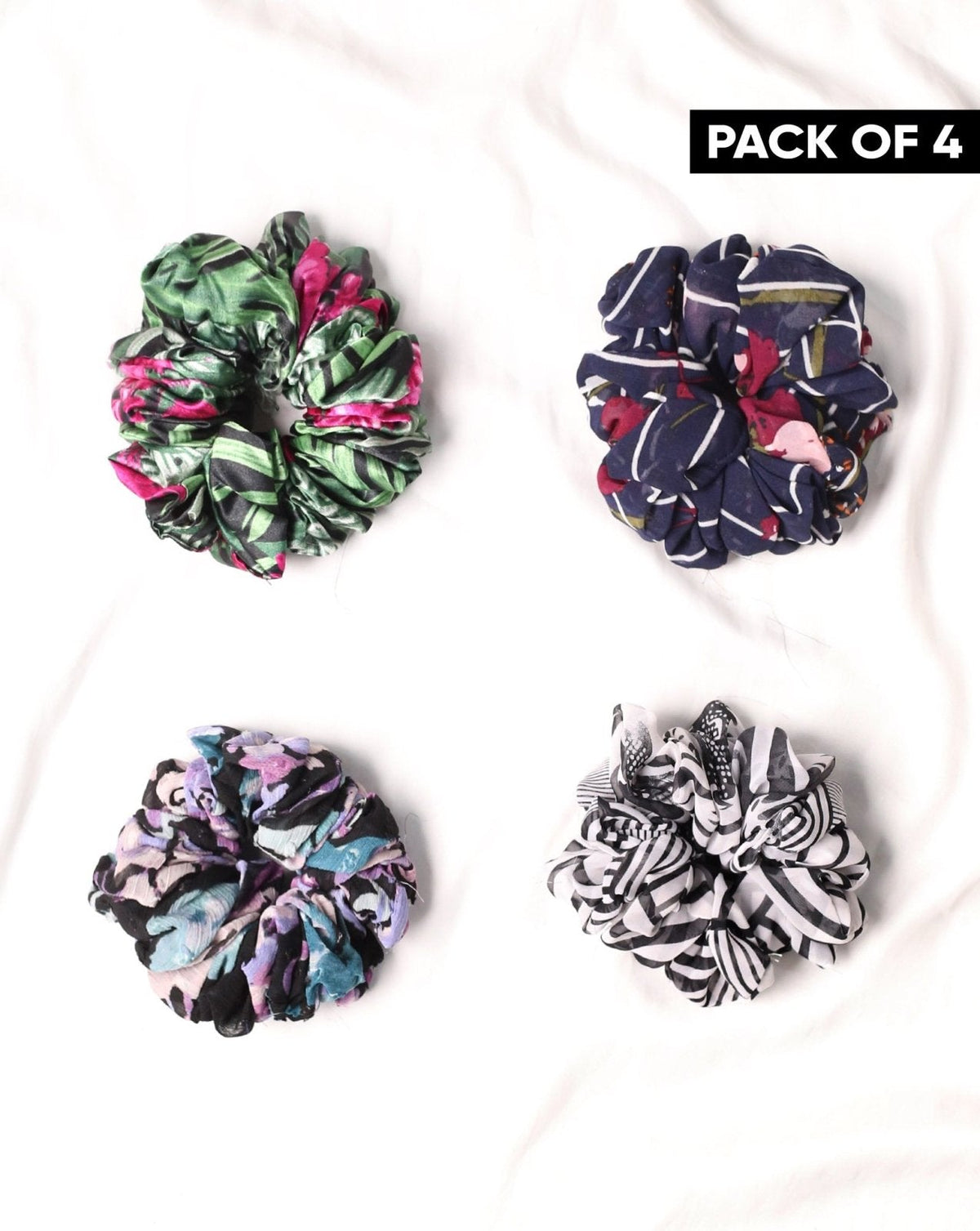 | PACK OF 4 PLAIN SCRUNCHIES | - Polkadots - 12645RFPack14-215675 - | PACK OF 4 PLAIN SCRUNCHIES |