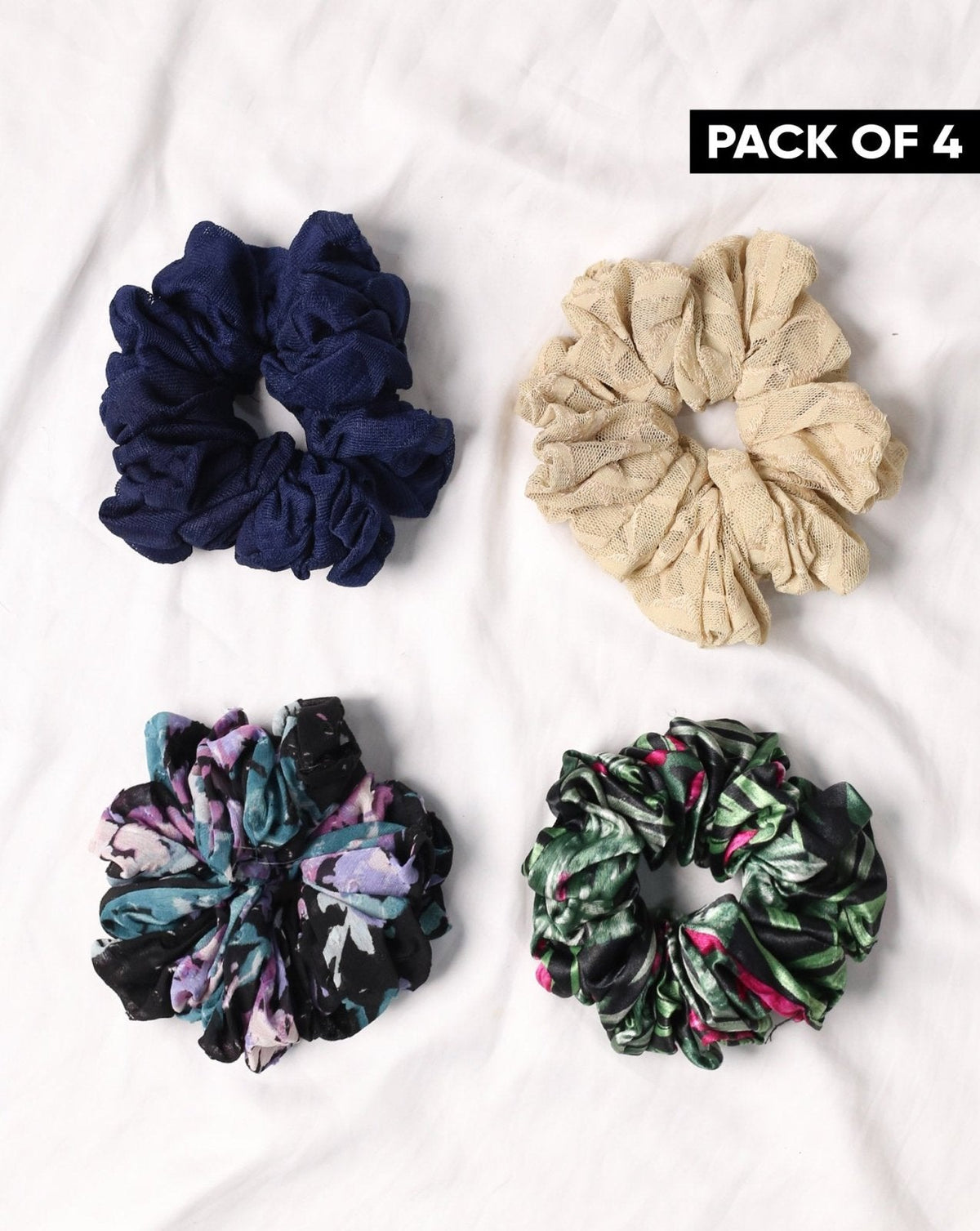 | PACK OF 4 PLAIN SCRUNCHIES | - Polkadots - 12645RFPack12-215673 - | PACK OF 4 PLAIN SCRUNCHIES |