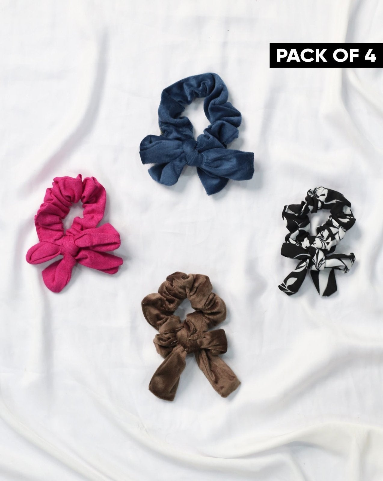 | PACK OF 4 PLAIN SCRUNCHIES | - Polkadots - 12857RFPack9-215698 - | PACK OF 4 PLAIN SCRUNCHIES |