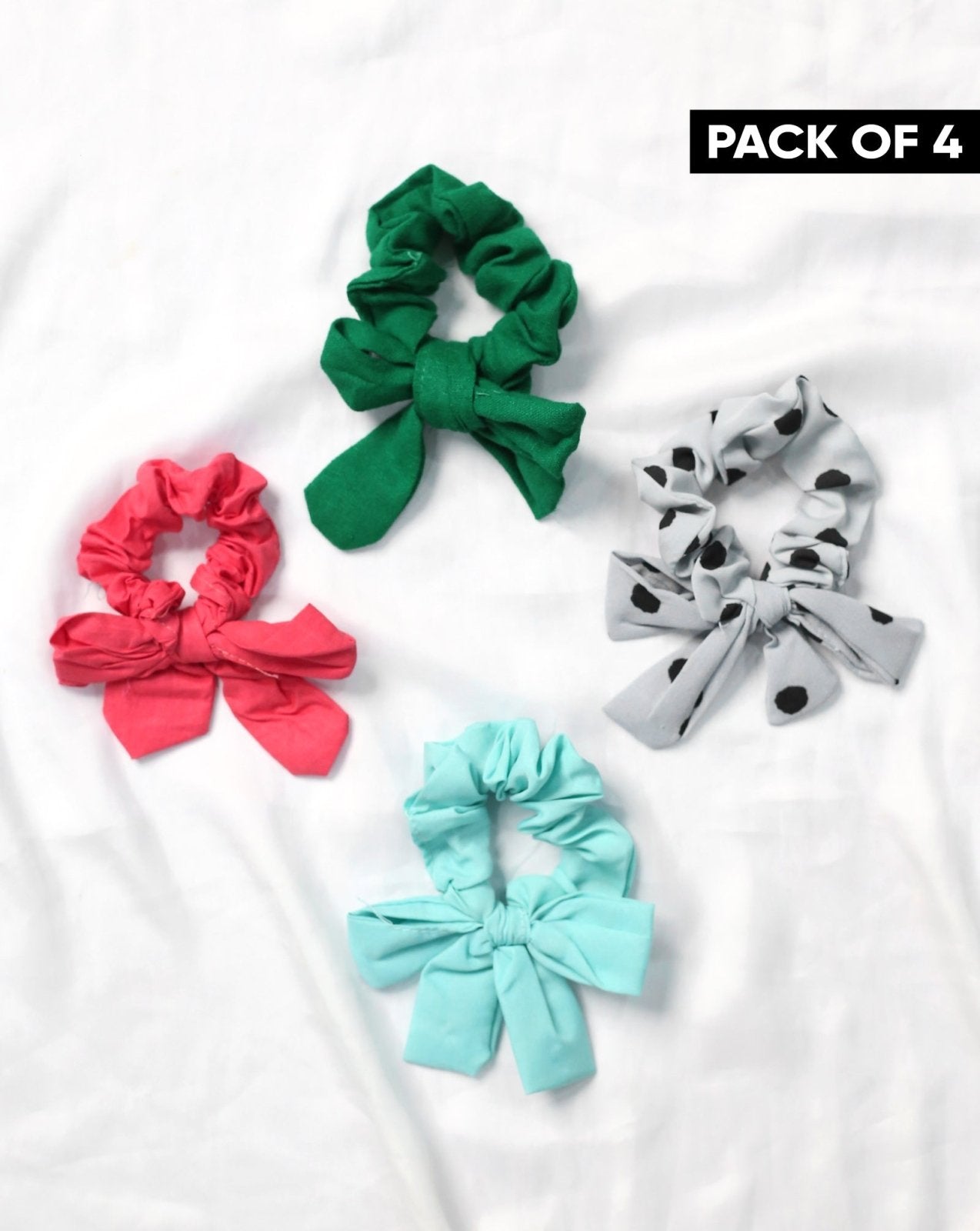 | PACK OF 4 PLAIN SCRUNCHIES | - Polkadots - 12857RFPack10-215699 - | PACK OF 4 PLAIN SCRUNCHIES |