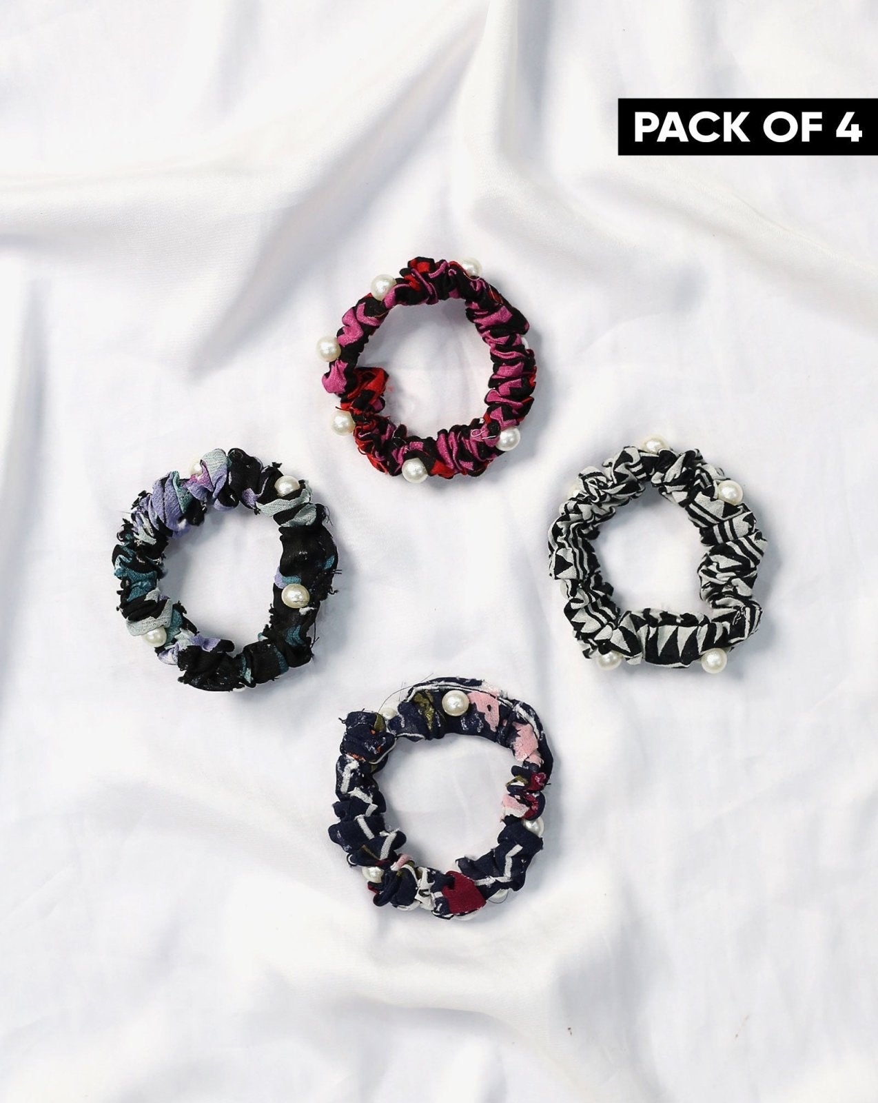 | PACK OF 4 PRINTED SCRUNCHIES | - Polkadots - 12774RFPack4-215687 - | PACK OF 4 PRINTED SCRUNCHIES |