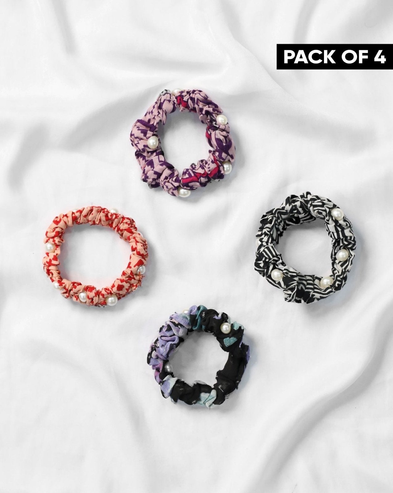 | PACK OF 4 PRINTED SCRUNCHIES | - Polkadots - 12774RFPack2-215685 - | PACK OF 4 PRINTED SCRUNCHIES |