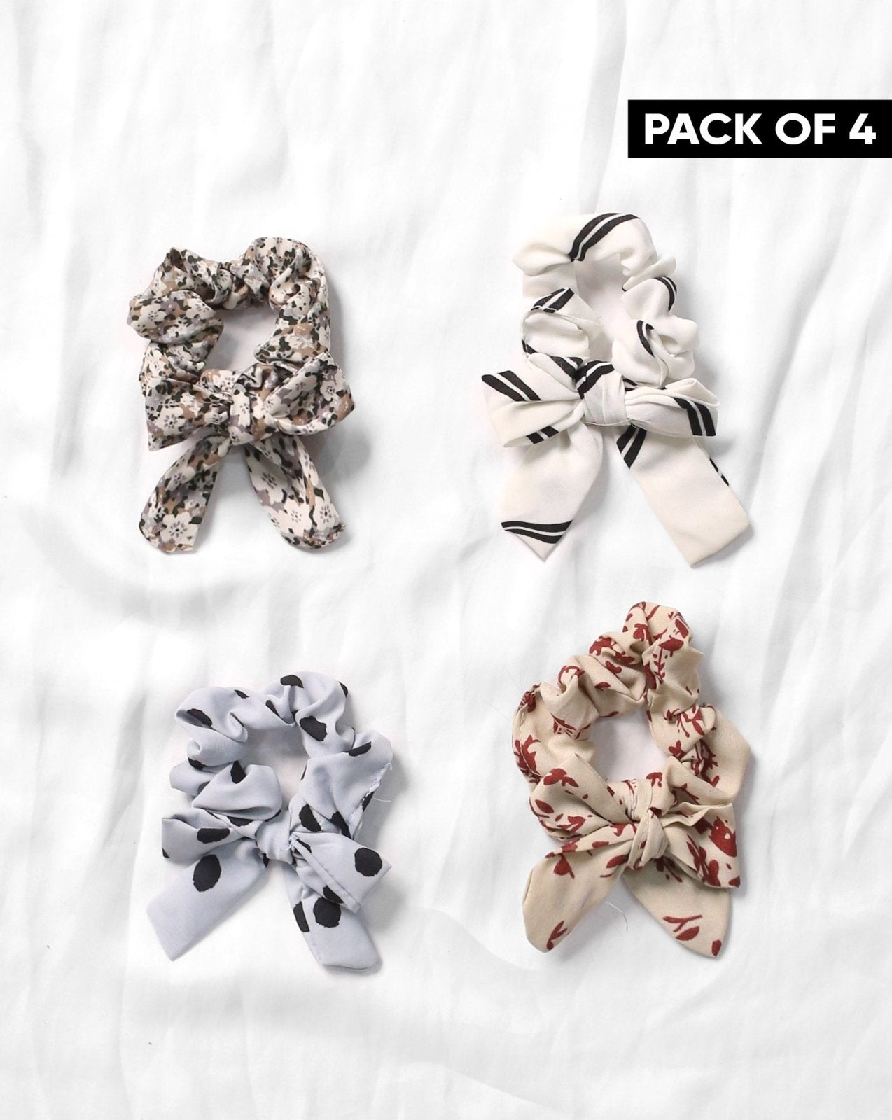 | PACK OF 4 PRINTED SCRUNCHIES | - Polkadots - 12626RFPACK5-213848 - | PACK OF 4 PRINTED SCRUNCHIES |