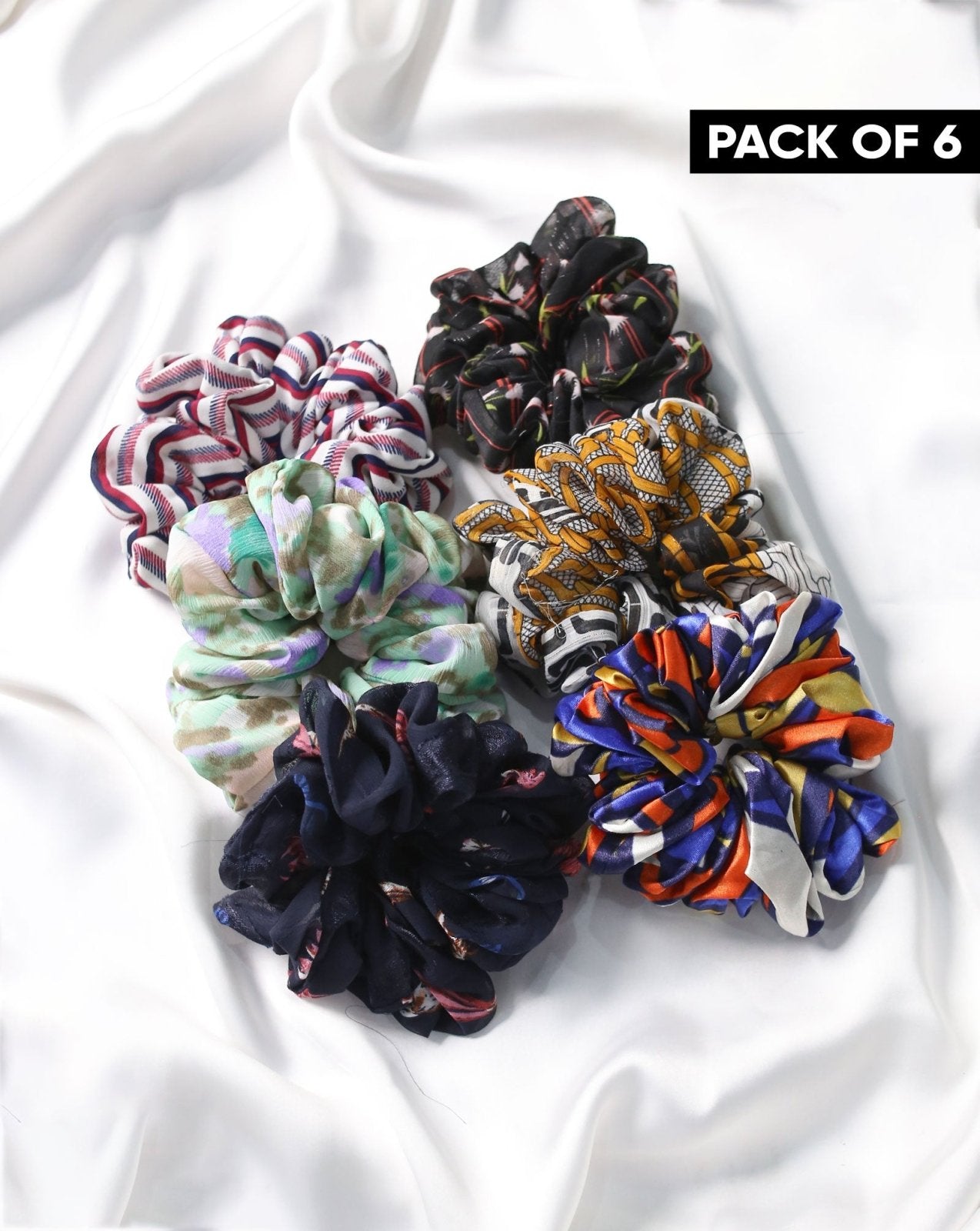 | PACK OF 6 PRINTED SCRUNCHIES | - Polkadots - 12645RFPack18 - 217930 - | PACK OF 6 PRINTED SCRUNCHIES |