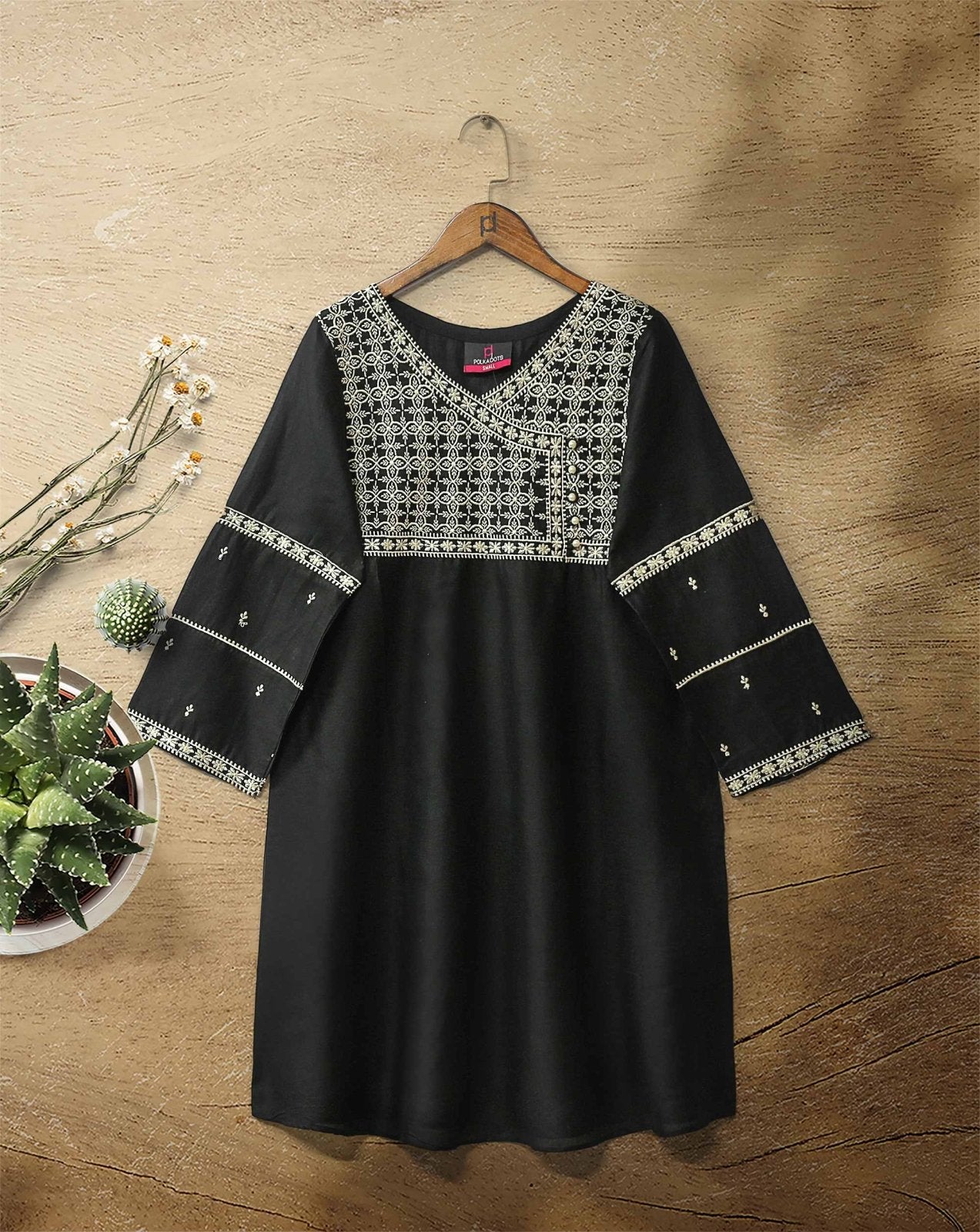 EMBROIDERED KURTI - Polkadots - 11955AMY-078743 - EMBROIDERED KURTI