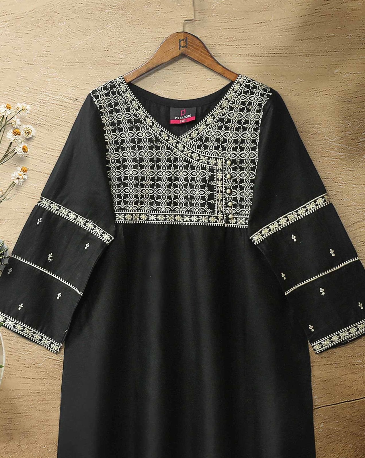 EMBROIDERED KURTI - Polkadots - 11955AMY-078746 - EMBROIDERED KURTI