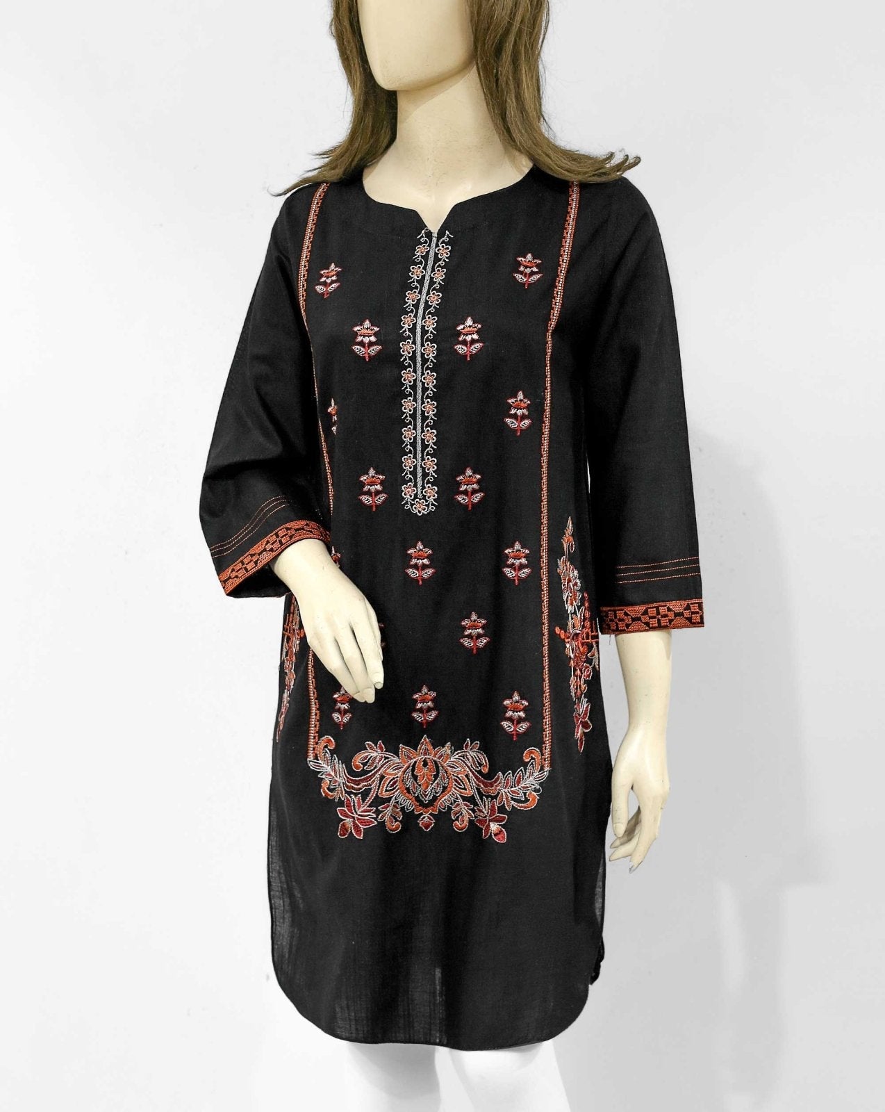 KHADDAR EMBROIDERED KURTI - Polkadots - 13068AMY-204934 - KHADDAR EMBROIDERED KURTI