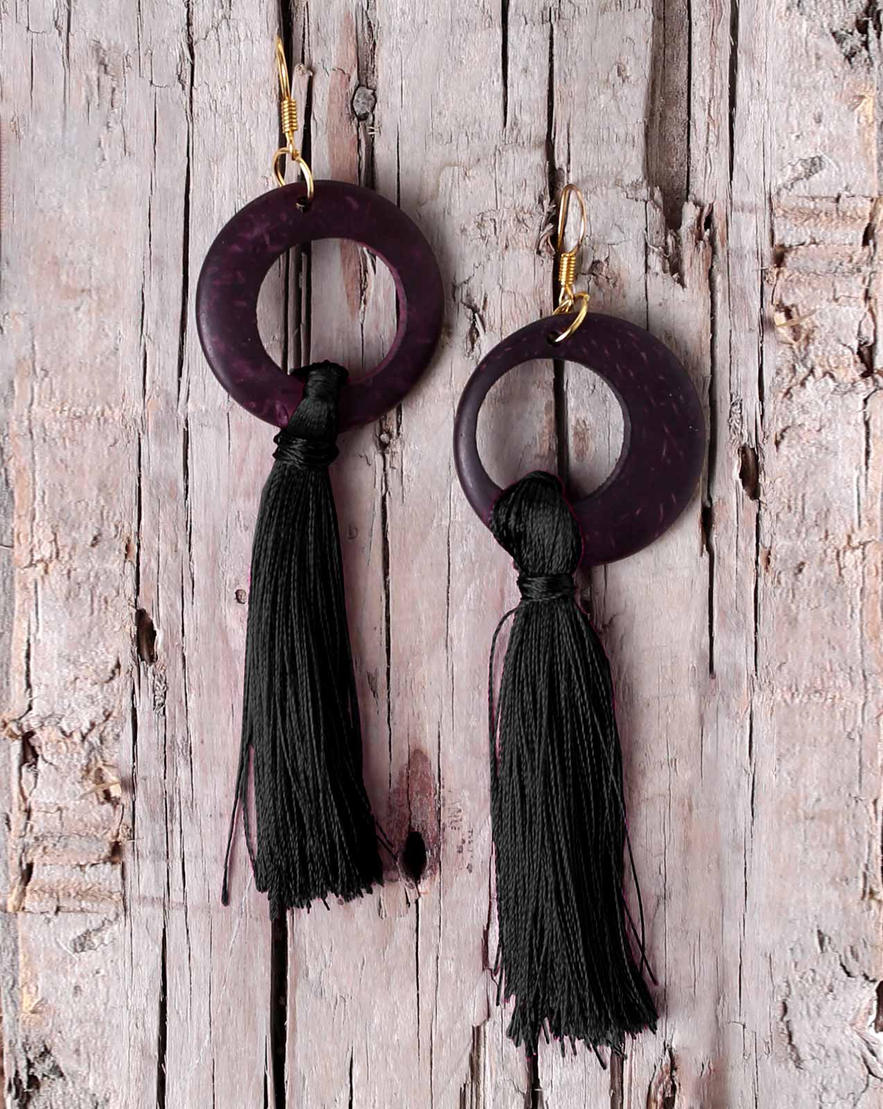 | MINIMALIST TASSEL EARRINGS | - Polkadots - 13322RF-210117 - | MINIMALIST TASSEL EARRINGS |